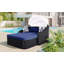 Lit de bronzage d'extérieur 79,9 po avec auvent réglable, lit double, lit de repos en rotin PE, osier et coussin-1086935408-1086935414