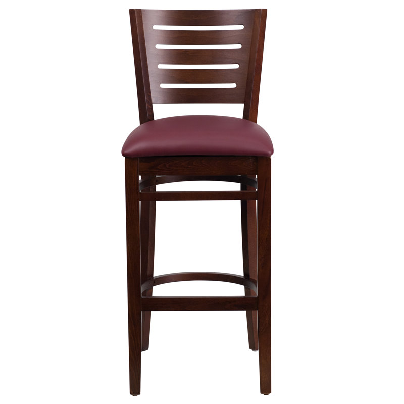 Tabouret de bar Kadircan, Vinyle - bourgogne, Noyer, 1