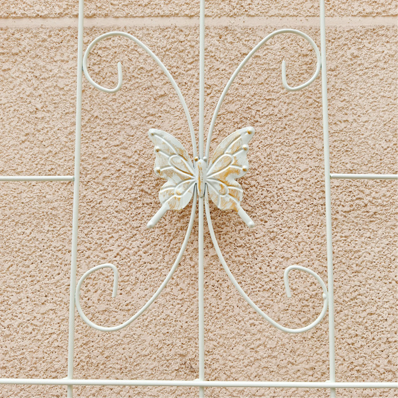 Ensemble de 4 treillis de jardin en métal 86,7 po x 19,7 po antirouille pour plantes grimpantes, Cream White