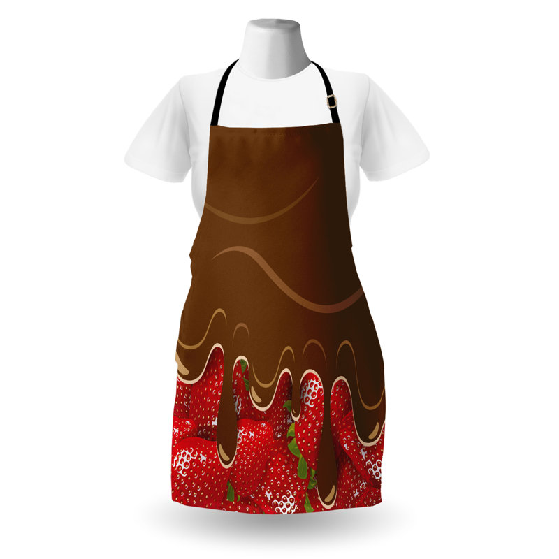 Tablier East Urban Home Strawberry, cuisine de jardinage, taille adulte, brun rouge