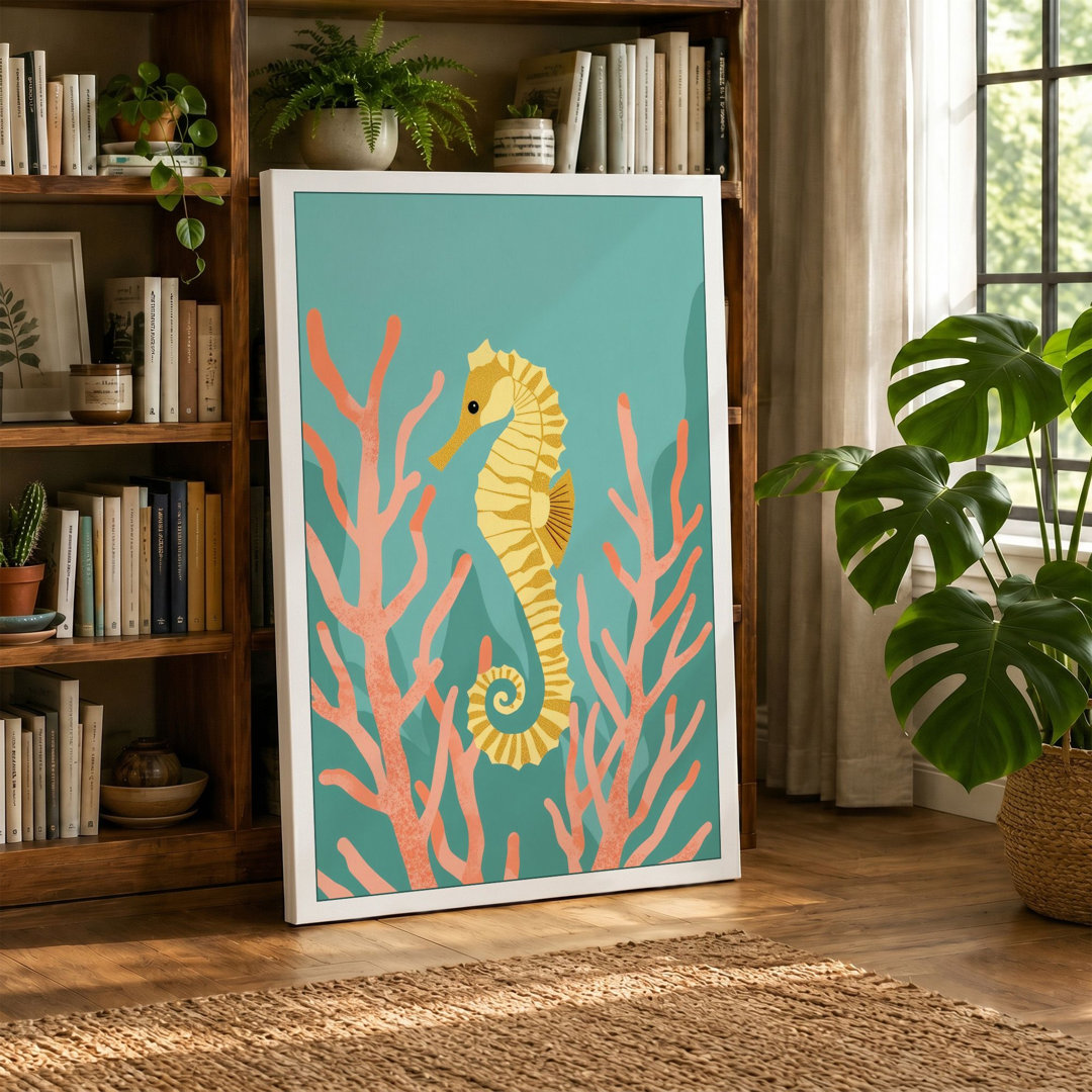 Seahorses in Coral Coastal - Wrapped Canvas