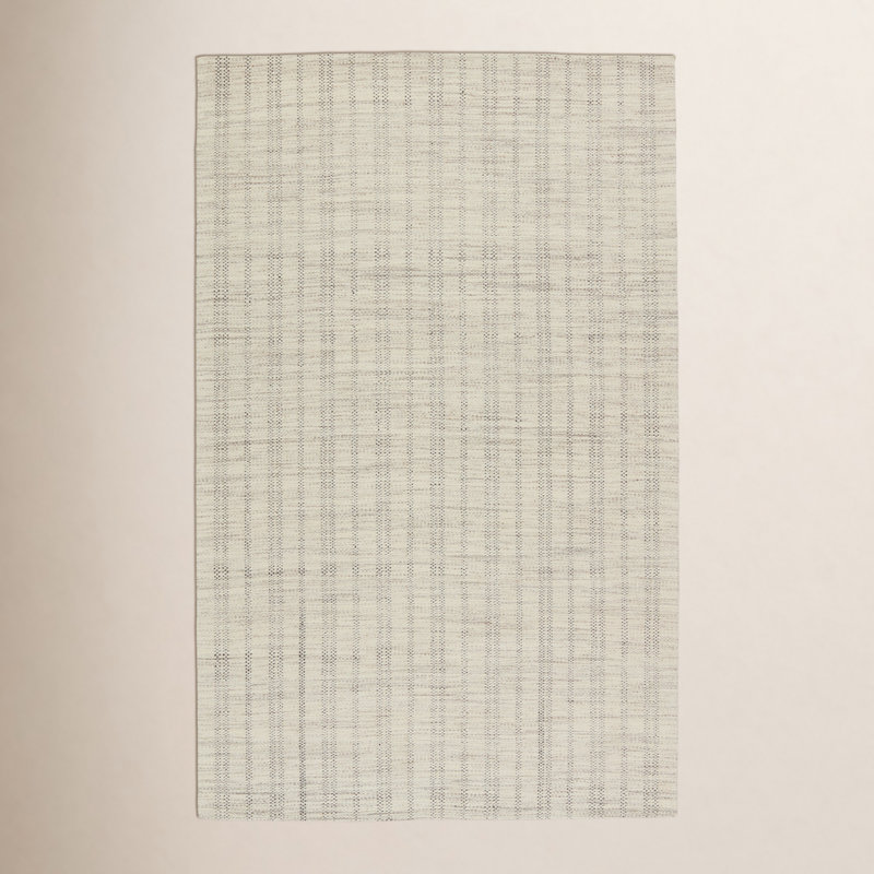 Ginevra Handmade Striped  Area Rug , Rectangle 10' x 14', Cream/Black
