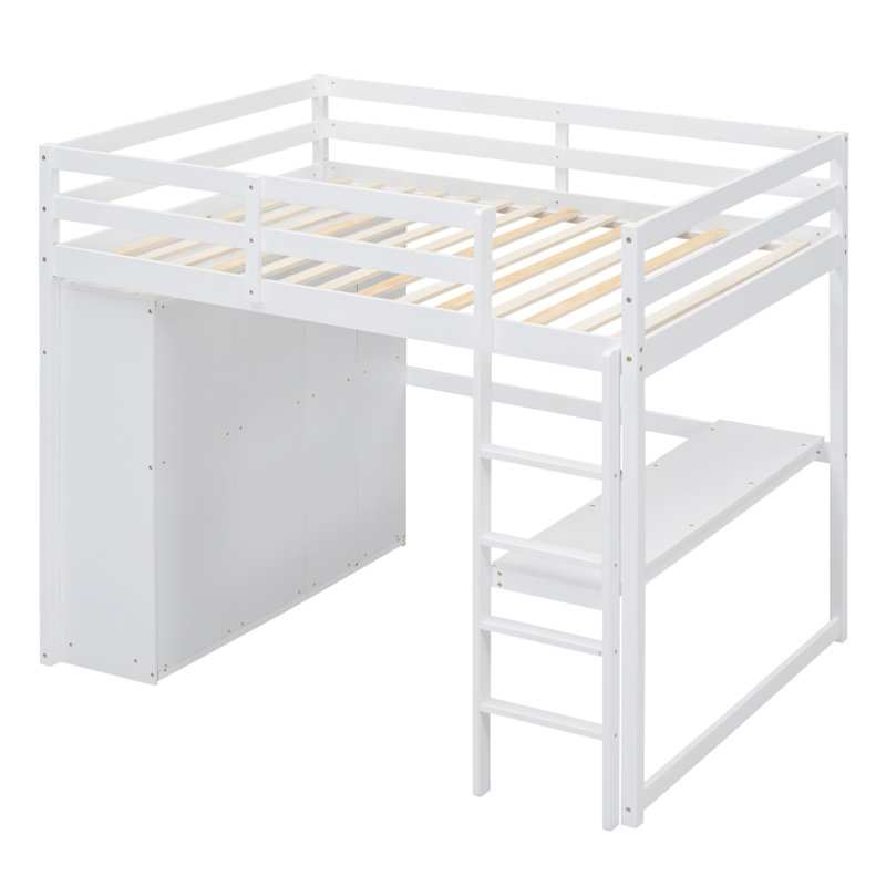 Lit mezzanine en bois avec garde-robe intégré