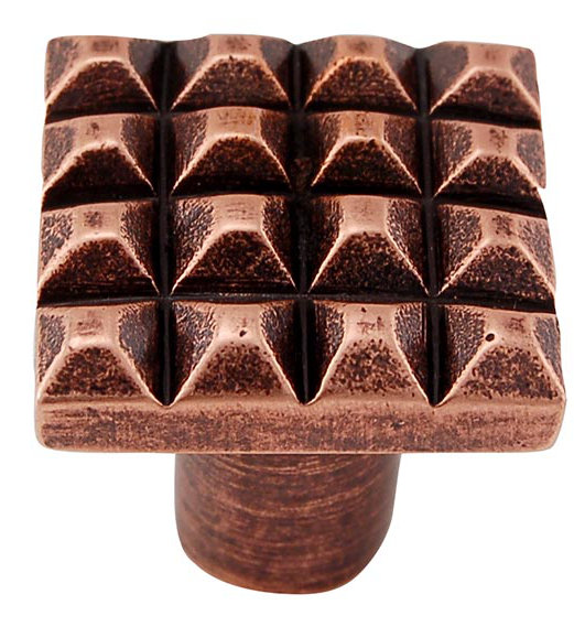 Tiziano Square Knob, 1.13" H x 1.13" W x 1" D, Antique Copper