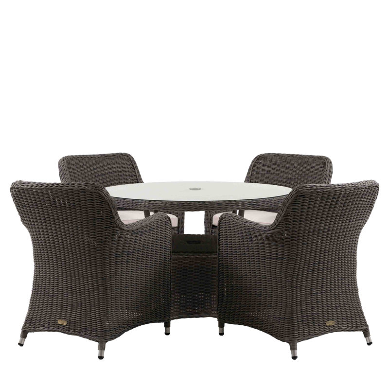 4 - Person Wicker Patio Dining Set with Round Table