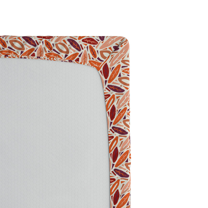 Microfiber Fitted Sheet, Orange Floral, Twin Fitted Sheet