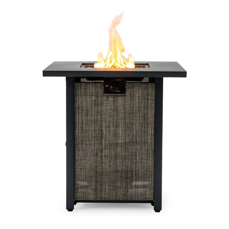 28 - Inch Square Steel Fire Pit Table With 50000 , Wrapped Body, Continuous Combustion, For Outdoor Dining Area Gathering Output, And Construction, Weather , Garden Use