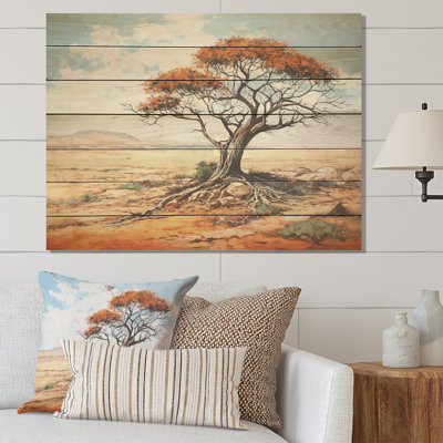 African Desert Tree Survivor - Arbre africain sur bois