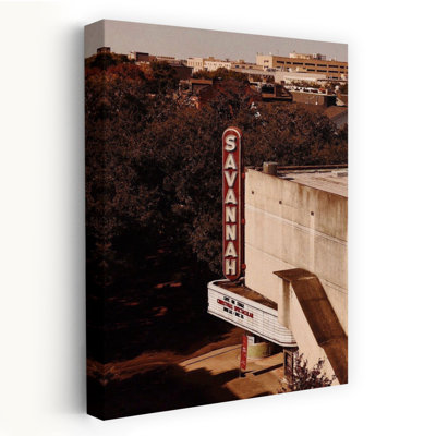 Vintage Savannah Theatre Marquee Classic Retro Vintage Architecture City Wall Art Print 1 Piece Wrapped Canvas Wall Art