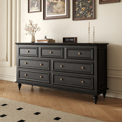 Armoire d'appoint en bois manufacturé noir massif