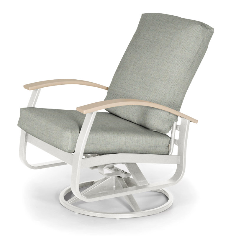 Askar Swivel Powder Coated Aluminum Outdoor Lounge Chair, Canvas Air Blue Sunbrella® Canvas, Textured Snow, White P50