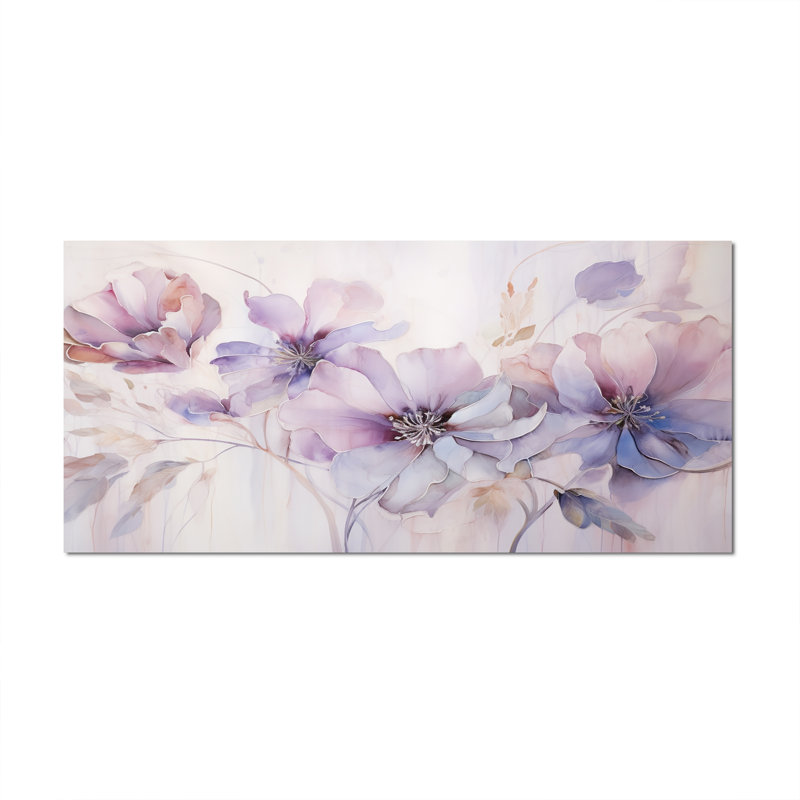 Mauve Botanical Whispers I - Abstract Botanicals, reproduction d'art encadrée, Toile tendue, H 28 po x l 60 po
