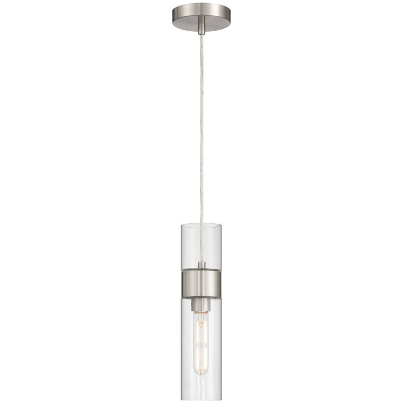 Nash 1 Light LED Pendant - Brushed Steel Finish, Brushed Steel