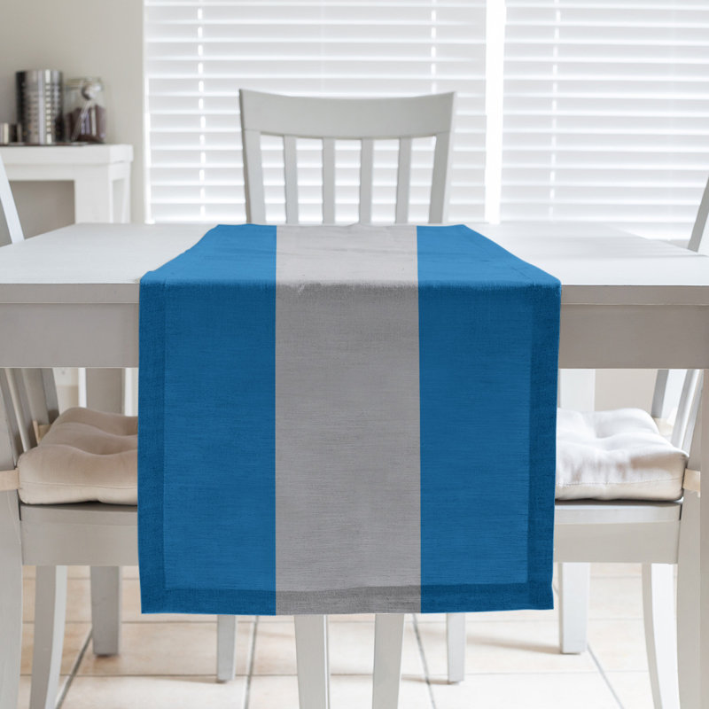 Chemin de table basket New York, L 90 po x l 16 po, Bleu / argenté / bleu, Polyester sergé