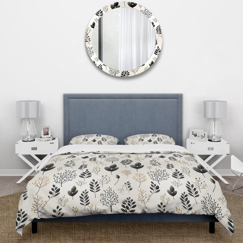 Chic Noir Floral Fusion - Ensemble de housse de couette floral, Housse de couette pour très grand lit et 2 très