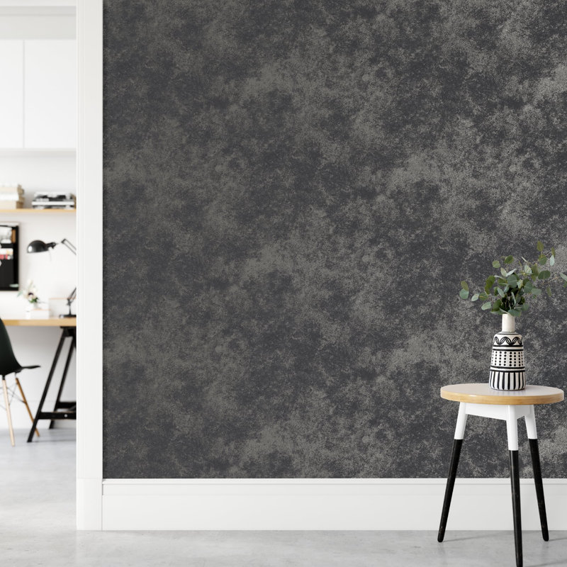 10m x 52cm Matte Wallpaper Roll, Concrete Onyx