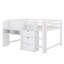 Lit mezzanine double avec bureau intégré, compartiments de rangement, tablettes ouvertes et tableau blanc Creative Idea-115197738