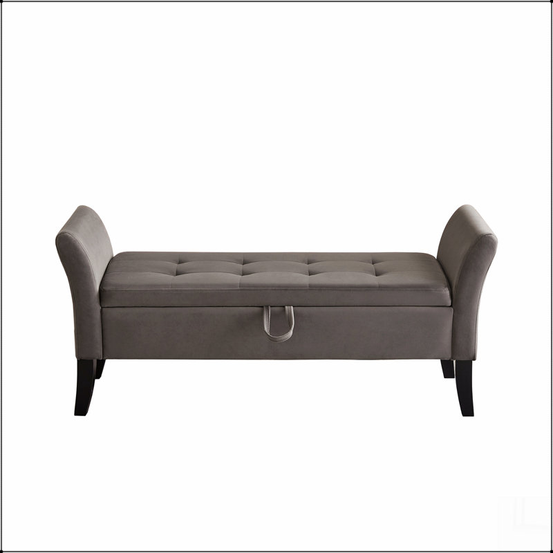 Bed Bench with Storage Velvet, Gray