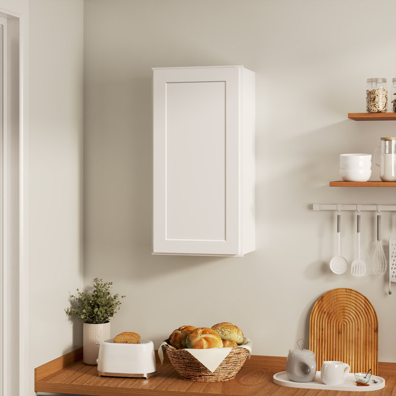 Armoire murale avec 1 porte et 2 tablettes, Blanc shaker, L 18 po x H 30 po x P 12 po