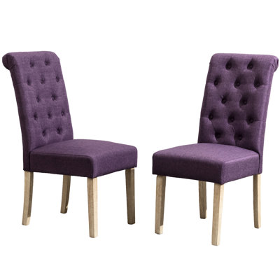 2pcs Purple Solid Wood Chairs, Dining Room Enhancement , 2, Contemporary Style Choice
