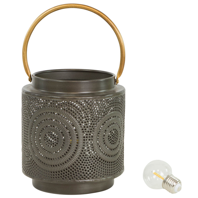 Julissa Round Black Metal Outdoor Lantern with Bulb