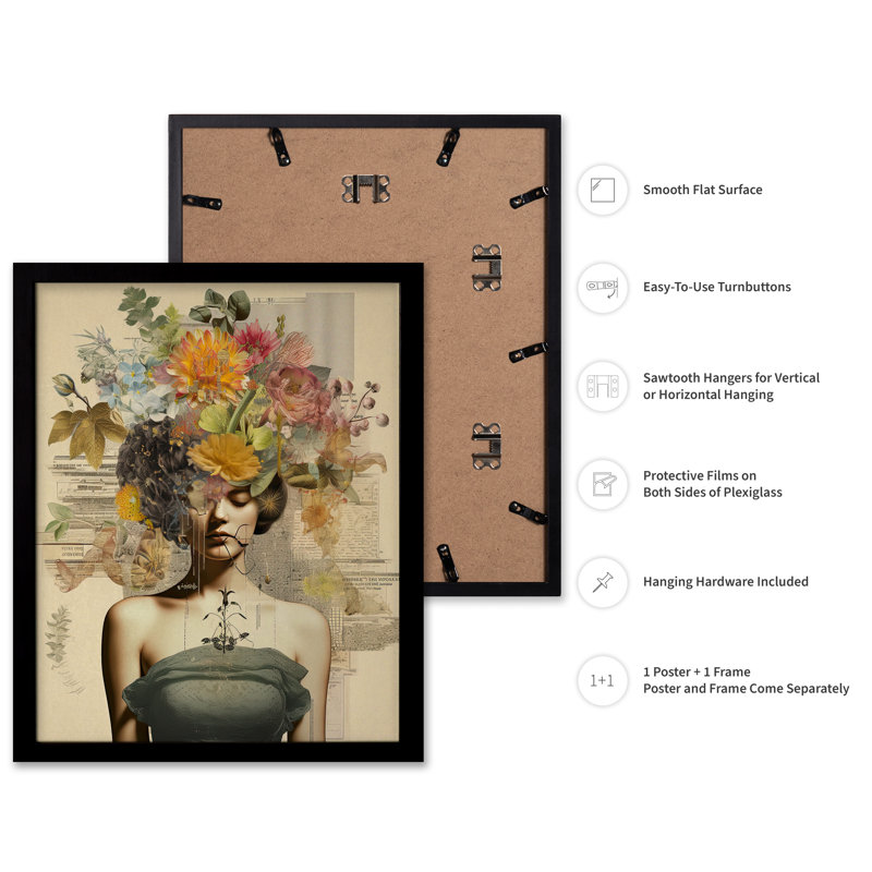 Portrait de femme surréelle no 3, 18"H x 24"W, Poster, Black Framed