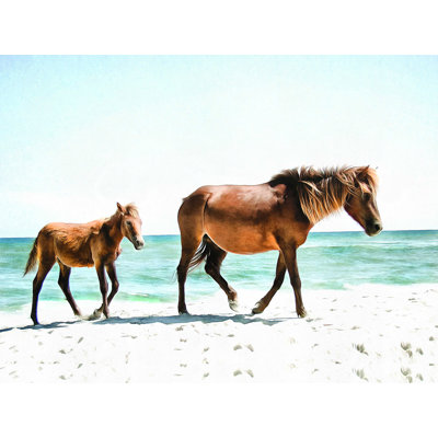 " Horses Walking On The Beach "