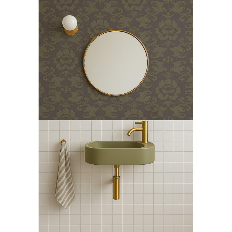 Silken Poppy - Antique Shadow Wallpaper, Brown/Green, Non-pasted