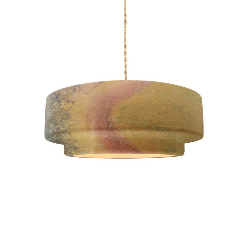 Luminaire suspendu à 1 lumière Meydan, Nickel brossé, H 5 po x l 12 po x P 12 po, Ardoise jaune récolte
