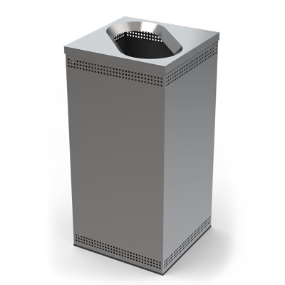 Poubelle 35 galion en acier inoxydable square