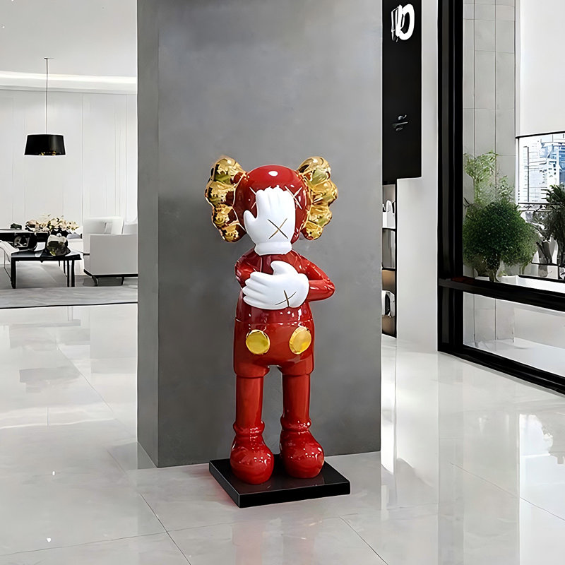 53,54 "Internet célébrité" Violent Bear "rouge grand affichage sculpture, H 53,54 po x l 23,62 po x P 19,69 po