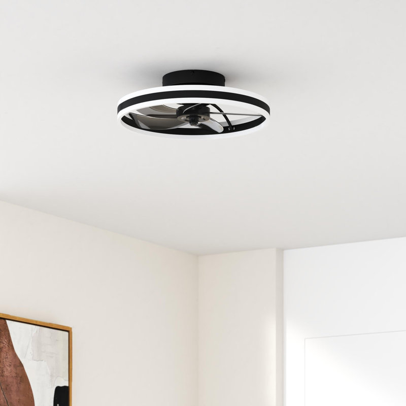 19.7 inch Low Profile Ceiling Fans with Lights and Remote, Black