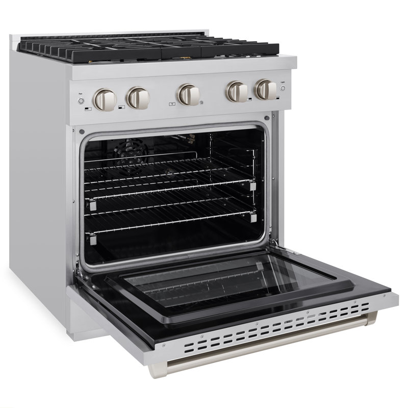 ZLINE 30 in. 4.2 cu. ft. Gas Range with Convection Gas Oven in Stainless Steel with 4 Brass Burners