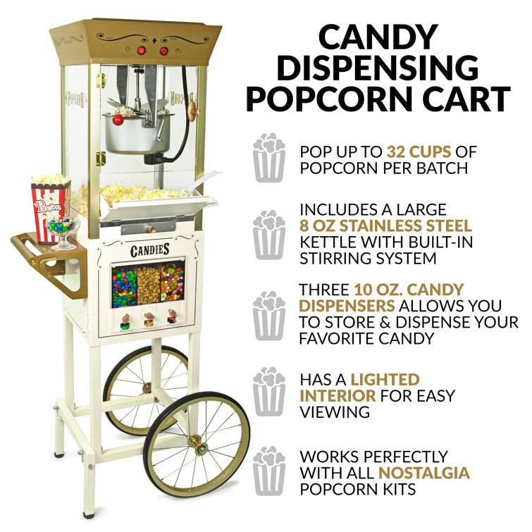 Nostalgia Vintage Professional Popcorn Cart - 8-Ounce Kettle — Nostalgia  Products