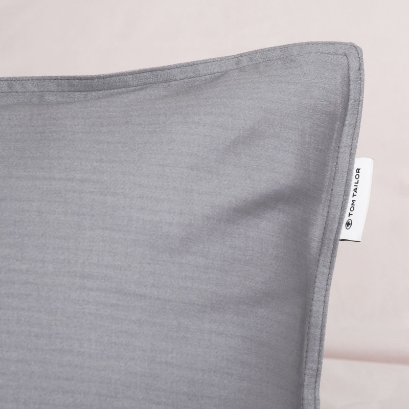 TWO-TONE SOLID COLORS Satin Duvet Cover Set Set, 200 x 220 cm  - 2 Pillowcases (80 x 80 cm), Moody Grey