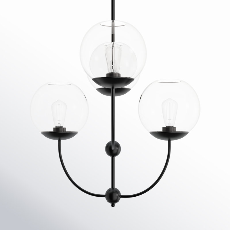 Romney 4 - Light Chandelier, Black/Clear