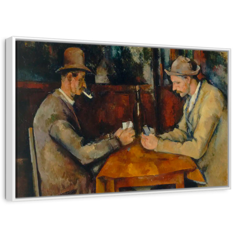 Les joueurs de cartes 1890, Cadre flottant blanc, 40 po x 27 po