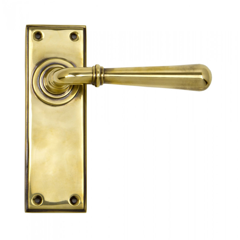 Newbury Door Handle Kit, Aged Brass