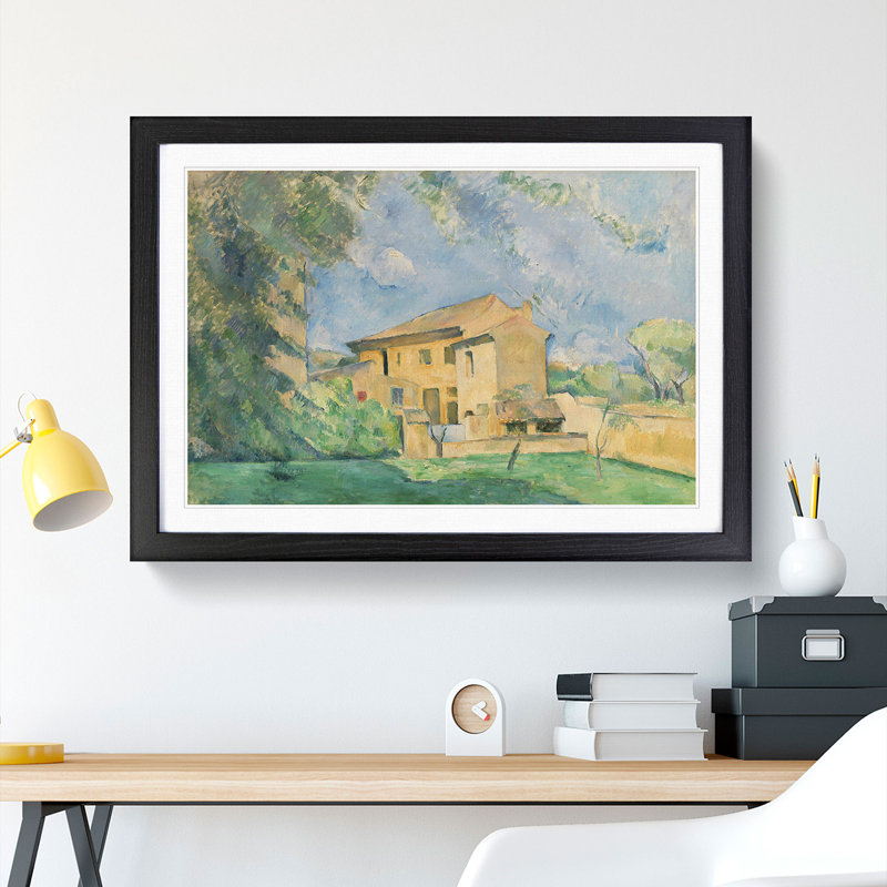 Farm at the Jas De Bouffan by Paul Cezanne - Picture Frame Painting, 48cm H x 65cm W x 2cm D, Black Framed