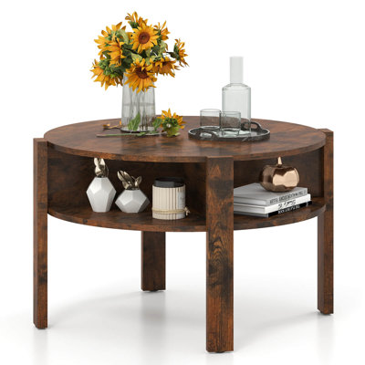 Table basse 29,5 "à 2 niveaux avec 4 tablettes