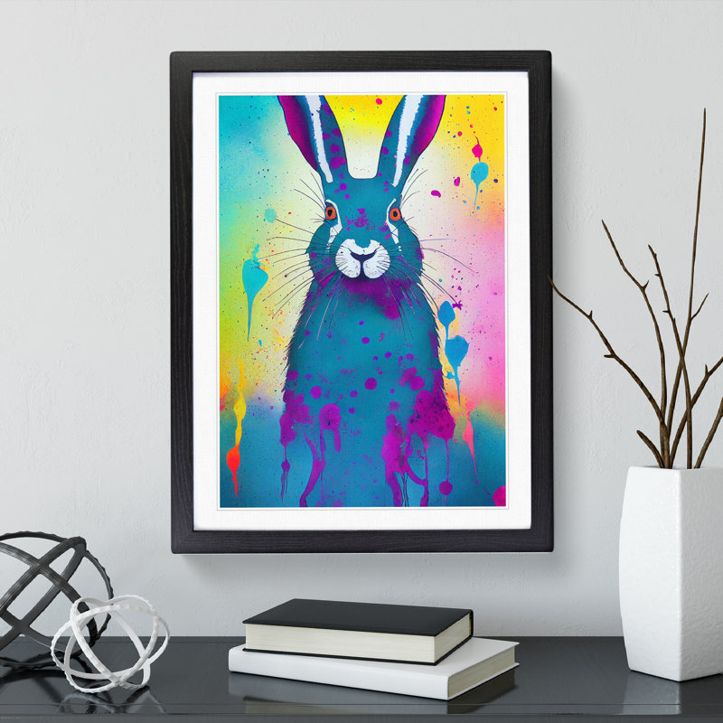 Hare No.3 Abstract - Single Picture Frame Painting, 64cm H x 46cm W x 2cm D, Black