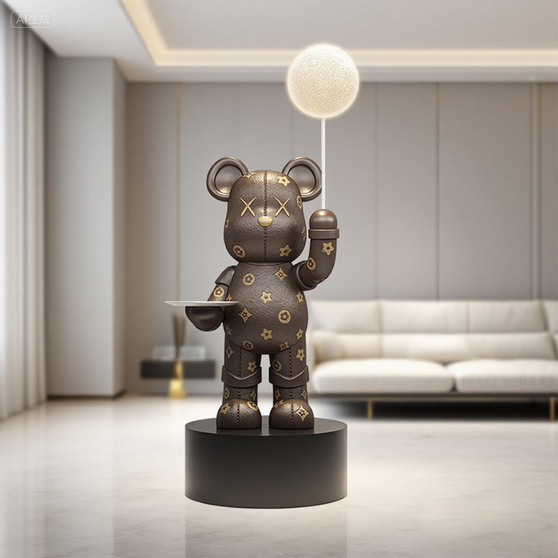 Modern Minimalist LED Resin Bear Tray Decor