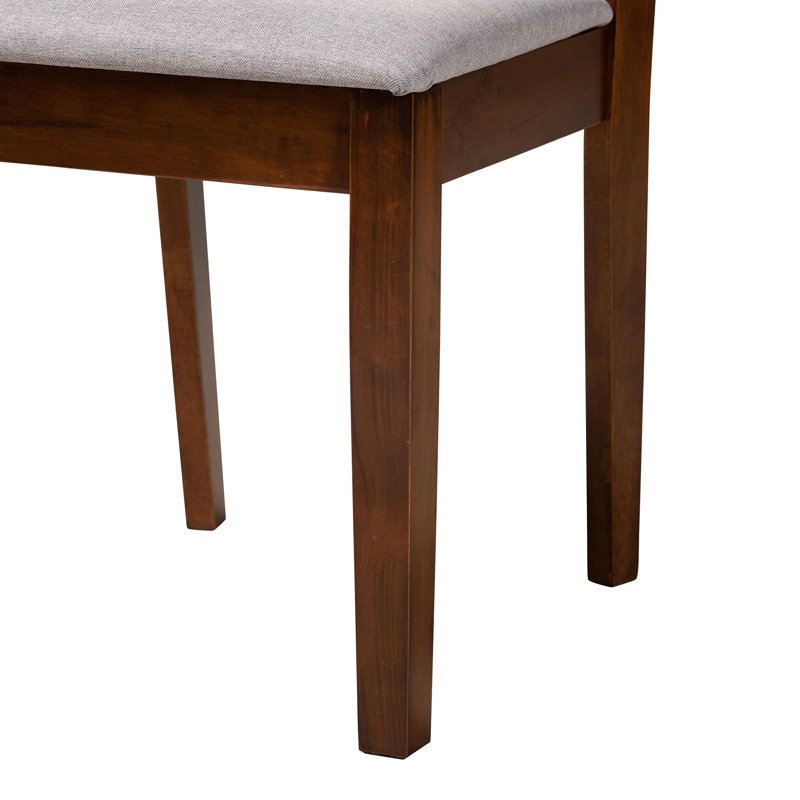 6 - Person Four Leg Dining Set,  Walnut Brown,  Walnut Brown/Gray