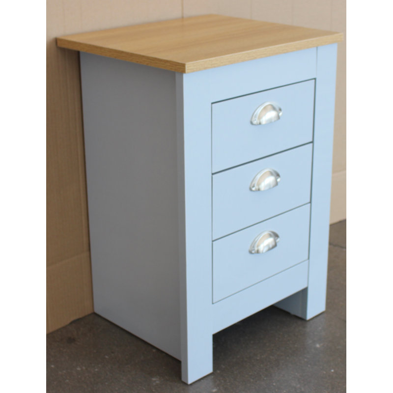Natthan 40cm W Bedside Table, Grey/Oak