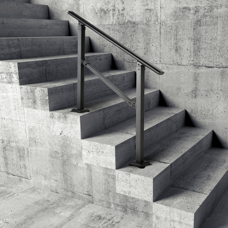 VEVOR Outdoor Hand Rails For Steps, 3Ft 3 Steps Carbon Steel Railing