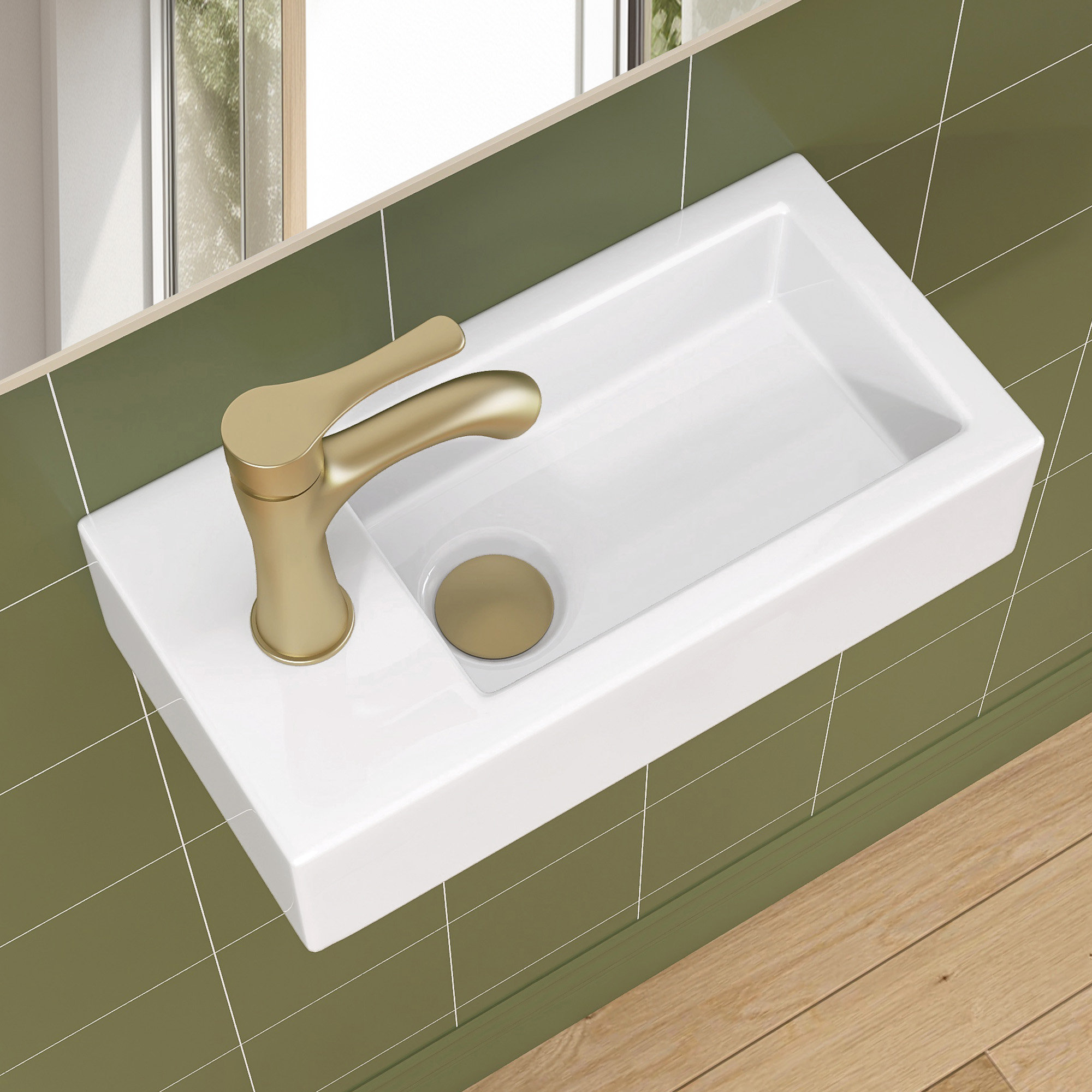 ZEAFIVE Small Bathroom Sink, 15