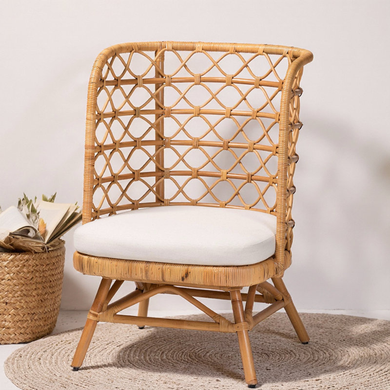 Chaise d'appoint bohémienne en rotin naturel miel