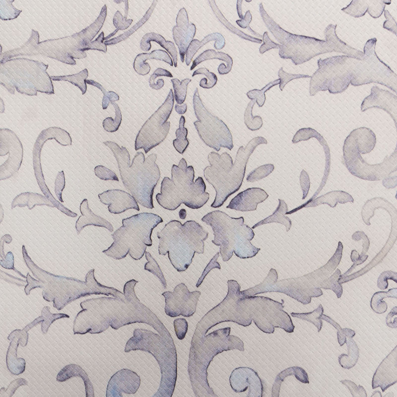 Cream and Blue Damask Anti-Fatigue Kitchen Mat