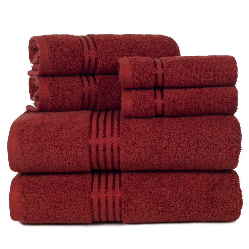 Lavish Home 6 Piece Bathroom Towels Set - 625GSM 100% Cotton Bathroom Essentials with 2 Absorbent Wash Cloths, 2 Hand Cloths, and 2 Bath Towel for Shower, Gym, Dorm and Spa (Burgundy)