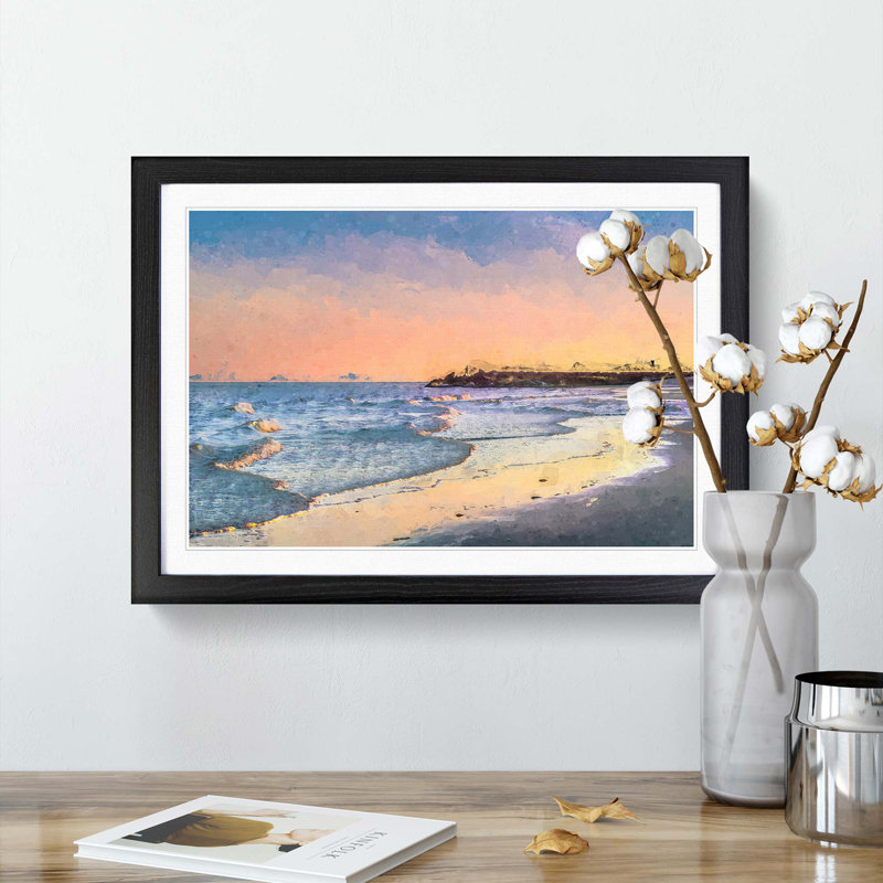 Fishing in Cape Cod in Abstract - Picture Frame Graphic Art Print, 27cm H x 36cm W x 2cm D, Black Framed